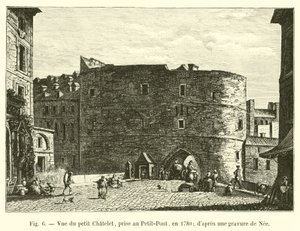 1780年にプチポンで撮影された小さなシャトレの眺め。ニーによる彫刻の後 作： French School