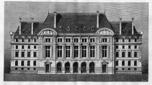 アンリ＝ポール（Henri Paul）・ネノ（1853-1934）によるパリのソルボンヌ大学の新校舎の外観（メインファサード 作： French School