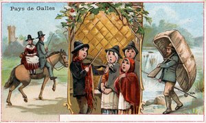 ウェールズ、ウェールズの生活を描いたドリンクChicoréeàlaBergèreのプロモーションカード、1890年頃（488432も参照） 作： French School