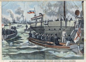 ベネズエラでの戦争：英独（アングロ・ジャーマン）艦隊によるベネズエラ船の捕獲、"Le Petit Parisien "にて 作： French School