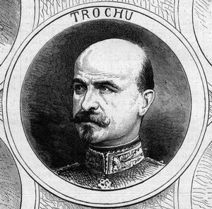 1870年の戦争-国防政府：1870年の臨時政府の大統領であるルイ・ジュール・トロチュ将軍（1815-1896）の肖像。10月22日付「Le Monde Illustré」706号に掲載された図版