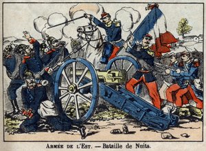 1870年、フランスとプロイセンの間の戦争。1870年、ドイツ軍と東軍の間で行われたゴールドコーストのナイツ・サン・ジョルジュの戦い。エピナール画像 作： French School