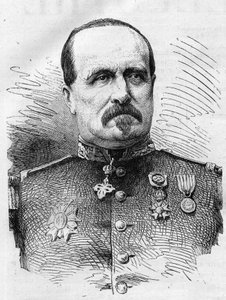 1870年の戦争：フランスの軍人、ジュール・マリー・ラドリット・ド・ラ・シャリエール（1806-1870）の肖像。1870年12月17日付「Le Monde Illustré」714号に掲載されたエングレーヴィング。