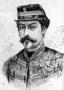 1870年の戦争：レオン・フランケッティ（1834-1870）の肖像。1870年12月17日付「Le Monde Illustré」714号に掲載されたエングレーヴィング。 作： French School