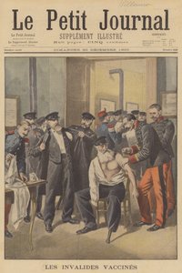 天然痘の予防接種を受ける戦争体験者たち（カラーリトグラフ 作： French School
