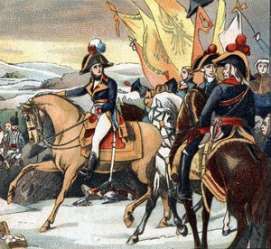 フランス革命の戦争：1800年12月3日、ジャン・ヴィクトール（Jean-Victor）・モロー（1763-1813）がホーエンリンデン（Baviere - Germany）の戦いで、ジャン大公が指揮するオーストリア軍に勝利。 作： French School