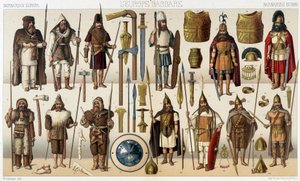 蛮族時代の武器と衣装 - ラシネの「歴史的衣装」にて 作： French School