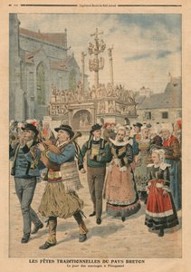 1907年1月27日、ブルターニュのプルガステルでの結婚式の日、ルプティジャーナルのイラスト、イラストレーターの補足 作： French School