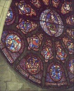 西のバラ窓、最後の審判の詳細、1225年頃（ステンドグラス 作： French School