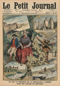 1914年6月7日、共和国大統領がブルターニュ旅行中に賞賛したもの、「ルプチジャーナル」の表紙イラスト、補足イラスト