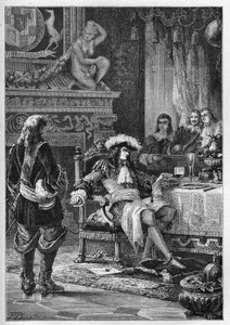 プリンス・オブ・ウェールズ誕生のニュースを受け取るオレンジ公国のウィリアム3世 - William III (1650-1702) ant recevant la nouvelle de la nissance du Prince of Wales - News for William III - engraving from "L