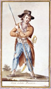パリのパンティーなし。フランス革命の頃の水彩画 作： French School