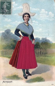 ノルマンディーの民族衣装を着た女性 1910年頃 - ノルマンディーの民族衣装を着た女性 作： French School