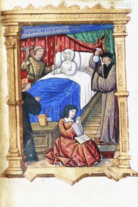 バプテスマのヨハネとの死の床のシーンの女性、c.1475-1500 作： French School