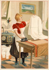 アイロンをかける女性（クロモリ写真 作： French School