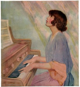 オルガンを弾く女性。 1924年（彫刻）