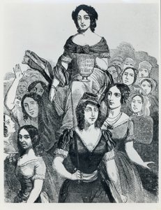 Les Femmes CelebresのTriumphでJeanne Deroin（1805-94）を運ぶ女性たち、I巻、パリ、マゼノド、1848 作： French School