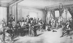 パリのカフェにいるアルジェの女性たち、1860年頃（エングレービング