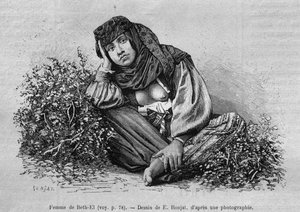 今日のシリア出身のベスエルの女性。フェニシア、レバノン、ジューディーへの旅。 1884年、ルイシャルルエミールロルテの1875-1880（bw彫刻） 作： French School