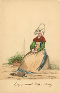 イル＝エ＝ヴィレーヌ県コルプ＝ヌードの女性衣装（カラーリトグラフ） 作： French School