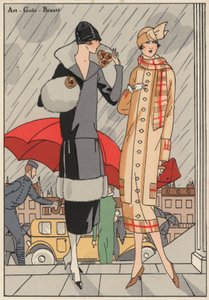 デザイナー、プルメとギュスターヴ・ビアによる1920年代の女性ファッション。(カラーリトグラフ）