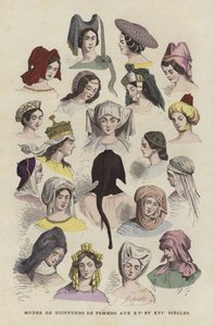 15世紀と16世紀の女性の頭飾り 作： French School