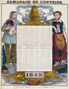 1843年の労働者のカレンダー 作： French School