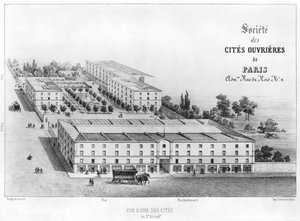 労働者住宅団地、58 rue Rochechouart、パリ、c.1870 作： French School