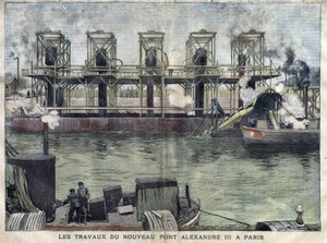 ポン・アレクサンドル3世のパリの作品。La petite Gironde "に掲載された1898年4月のエングレーヴィング。 作： French School