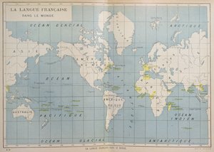 20世紀初頭のフランス語圏の国の世界地図
