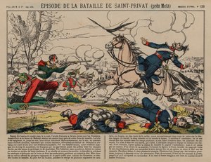 サン＝プリヴァの戦いでプロイセンの槍兵を撃つ負傷したフランスのドラグーン（普仏戦争 作： French School