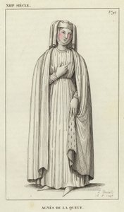 XIII Siecle, Agnes de la Queue (coloured engraving) 作： French School