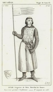13世紀、ルイ9世の治世下、フランス侯爵メッツ家のアンリ、オリフラムの表現、1265年に死去（エングレーヴィング 作： French School