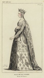 14世紀、フランスの女王、ナバラのブランシュ（彩色彫刻 作： French School
