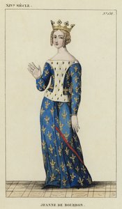 XIV Siecle, Jeanne de Bourbon (coloured engraving) 作： French School