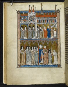 イェーツ・トンプソン MS 11 f.6v「ラ・サント・アベイ」ピエール・ド・ブロワ作、1290年頃（ベラムにインク、カラー、ゴールド） 作： French School