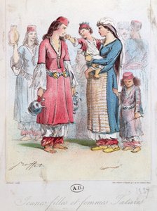 ヤングターターガールズアンドウィメン、1837（カラー彫刻） 作： French School