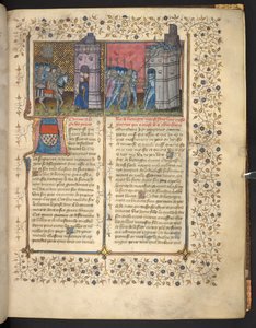 f. 73: ブレスト包囲戦、「フランスとイングランドの年代記」より、ジャン・フロワサール (ベラム) 作： French School