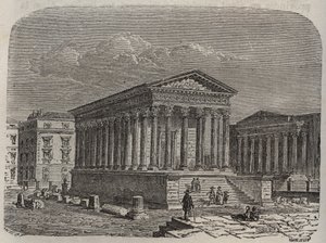 ニームの家 Carree de Nimes - フランス、ラングドック＝ルシヨン、Gard - Victor Duruy (1811-1894) の「Histoire de France」に掲載された彫刻 - 1882年