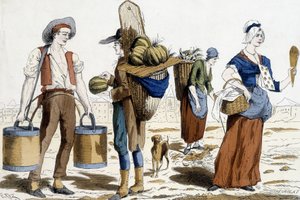 水運び、メロン商人、シフォニエ、快楽商人。 作： French School