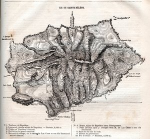 セントヘレナ島の地図、彫刻 作： French School