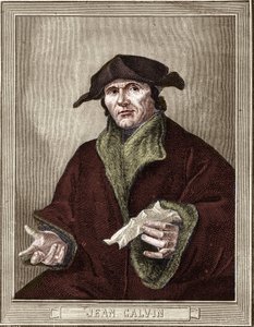 フランスの宗教改革者・作家であるジャン・カルヴァン（1509-1564）の肖像。 作： French School