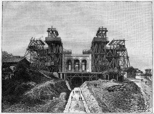 モンマルトルのサクレクール寺院の建設現場（1886年「The Illustrous World」掲載 作： French School