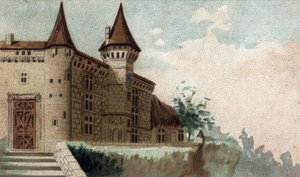 ロシュ・ランベール城の眺め。 作： French School