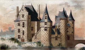 シャトー・デュ・ムーラン（Loir et Cher）の眺め。 作： French School
