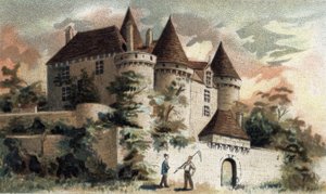 ドルドーニュ地方のフェネロン城の眺め。 作： French School