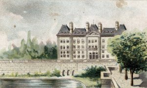 ムードン（セーヌ川とオワーズ川）の城を望む。 作： French School