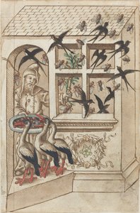 「同じ屋根の下にツバメを飼うな」[fol. 40直腸] 作： French early 16th Century