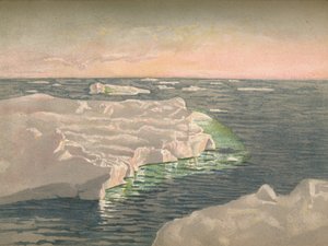 1893年9月22日の日没時。ウォーターカラースケッチ、1893年、1897年 作： Fridtjof Nansen