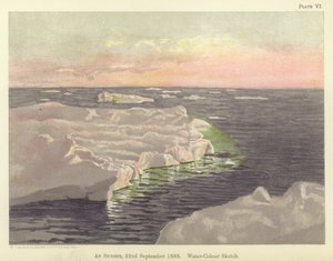 日没時、1893年9月22日、水彩スケッチ（カラーリトグラフ 作： Fridtjof Nansen